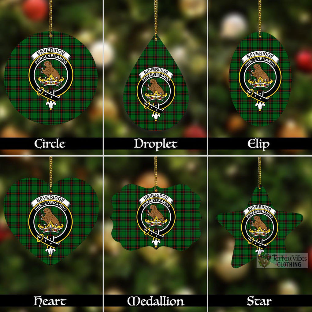 Tartan Vibes Clothing Beveridge Tartan Christmas Aluminium Ornament with Family Crest