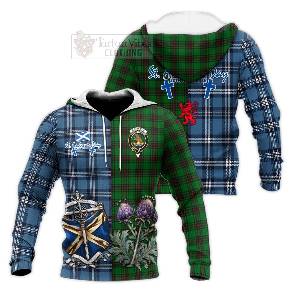 Tartan Vibes Clothing Beveridge Tartan Knitted Hoodie Happy St. Andrew's Day Half Tartan Style