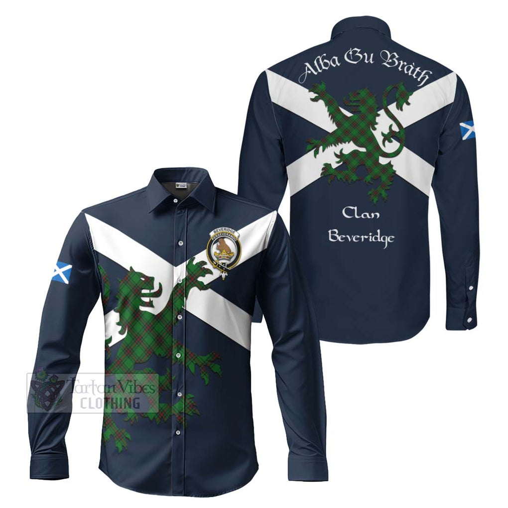 Tartan Vibes Clothing Beveridge Tartan Lion Rampant Long Sleeve Button Shirt – Proudly Display Your Heritage with Alba Gu Brath and Clan Name