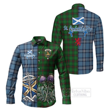 Beveridge Tartan Long Sleeve Button Shirt Happy St. Andrew's Day Half Tartan Style