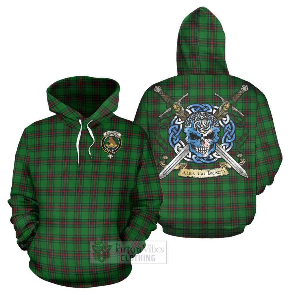 Tartan Vibes Clothing Beveridge Tartan Hoodie with Family Crest Celtic Skull Style