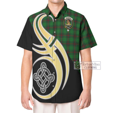 Beveridge Tartan Short Sleeve Button Shirt with Family Crest and Celtic Symbol Style