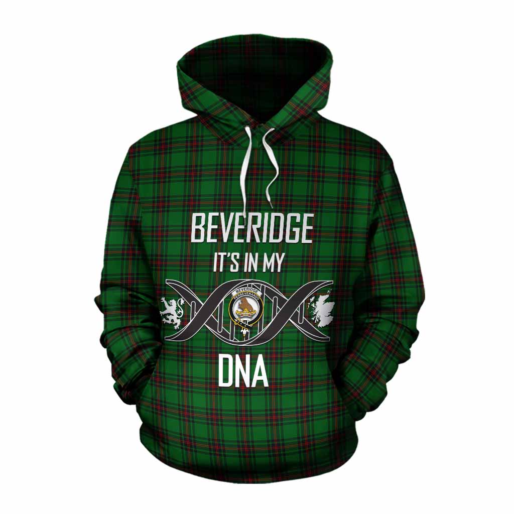 Tartan Vibes Clothing Beveridge Tartan Cotton Hoodie with Family Crest DNA In Me Style