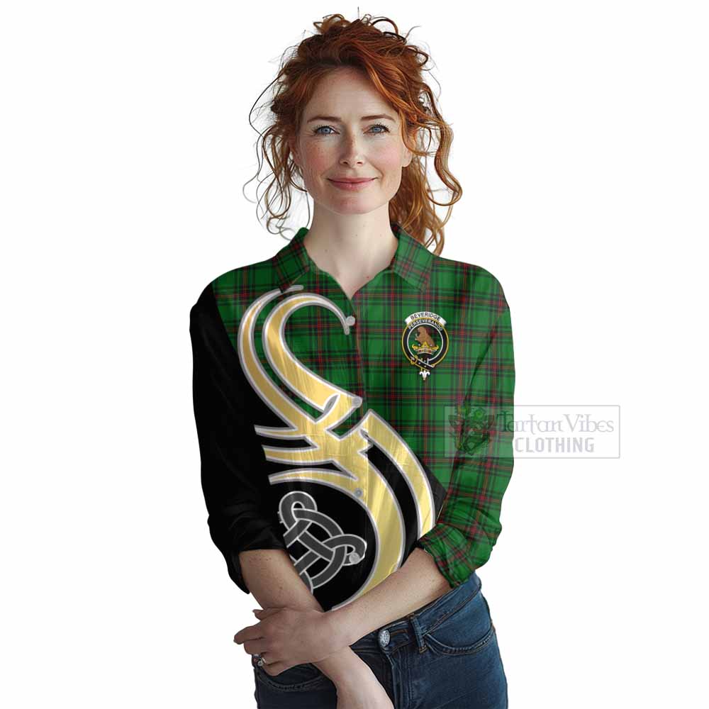 Tartan Vibes Clothing Beveridge Tartan Women's Casual Shirt with Family Crest and Celtic Symbol Style