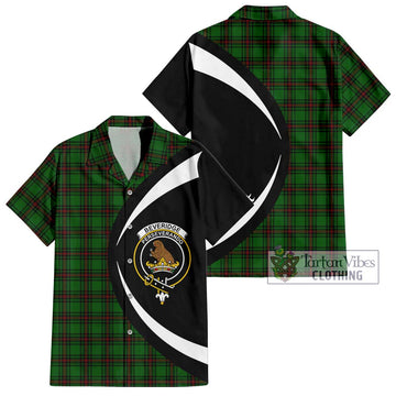 Beveridge Tartan Short Sleeve Button Up with Family Crest Circle Style