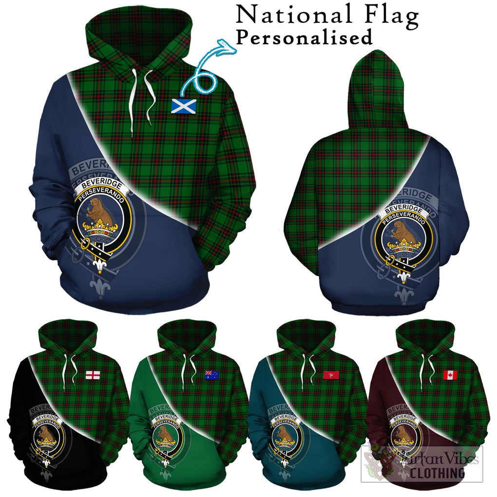 Beveridge Tartan Hoodie with Personalised National Flag and Family Crest Half Style Zip Hoodie - Tartanvibesclothing Shop