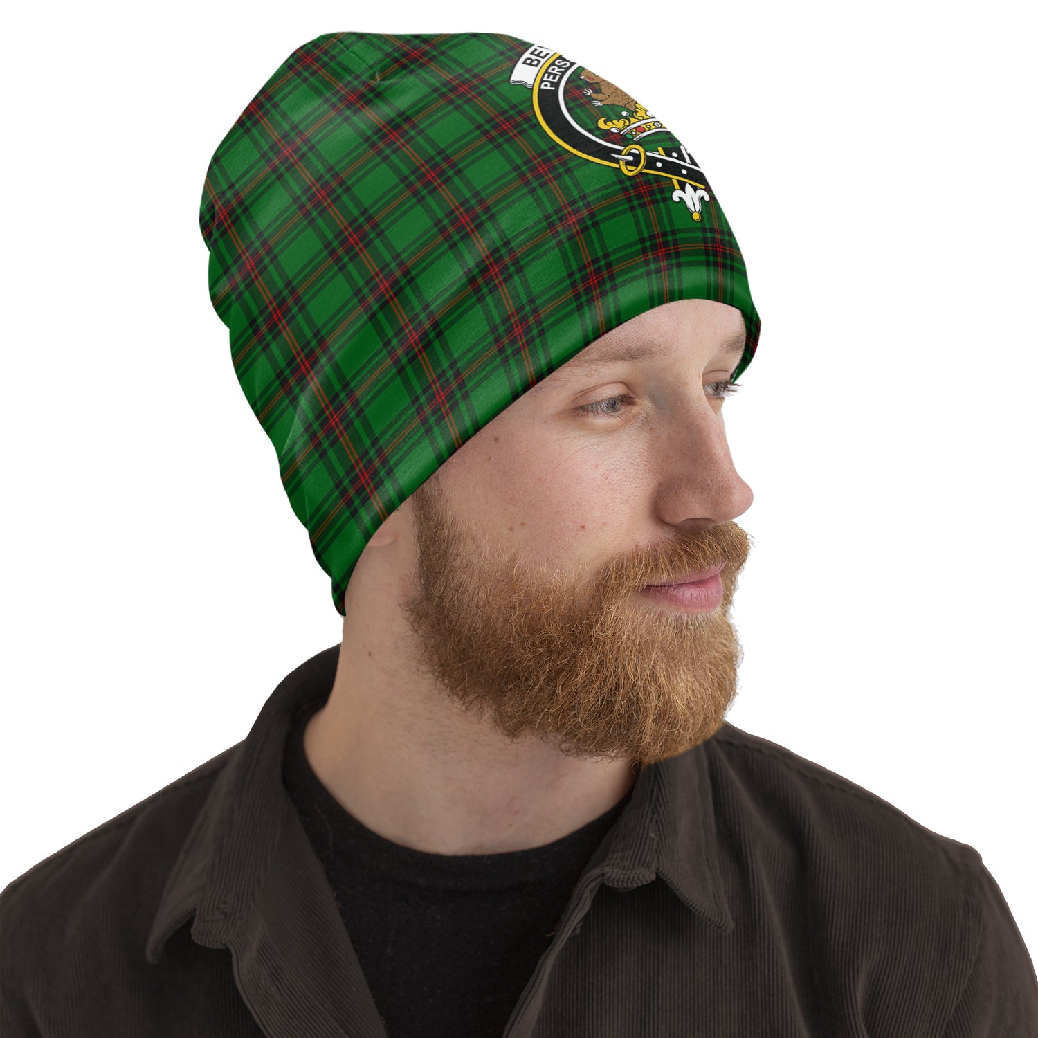 Beveridge Tartan Beanies Hat with Family Crest One Size 22 inches 15.5 inches - Tartanvibesclothing