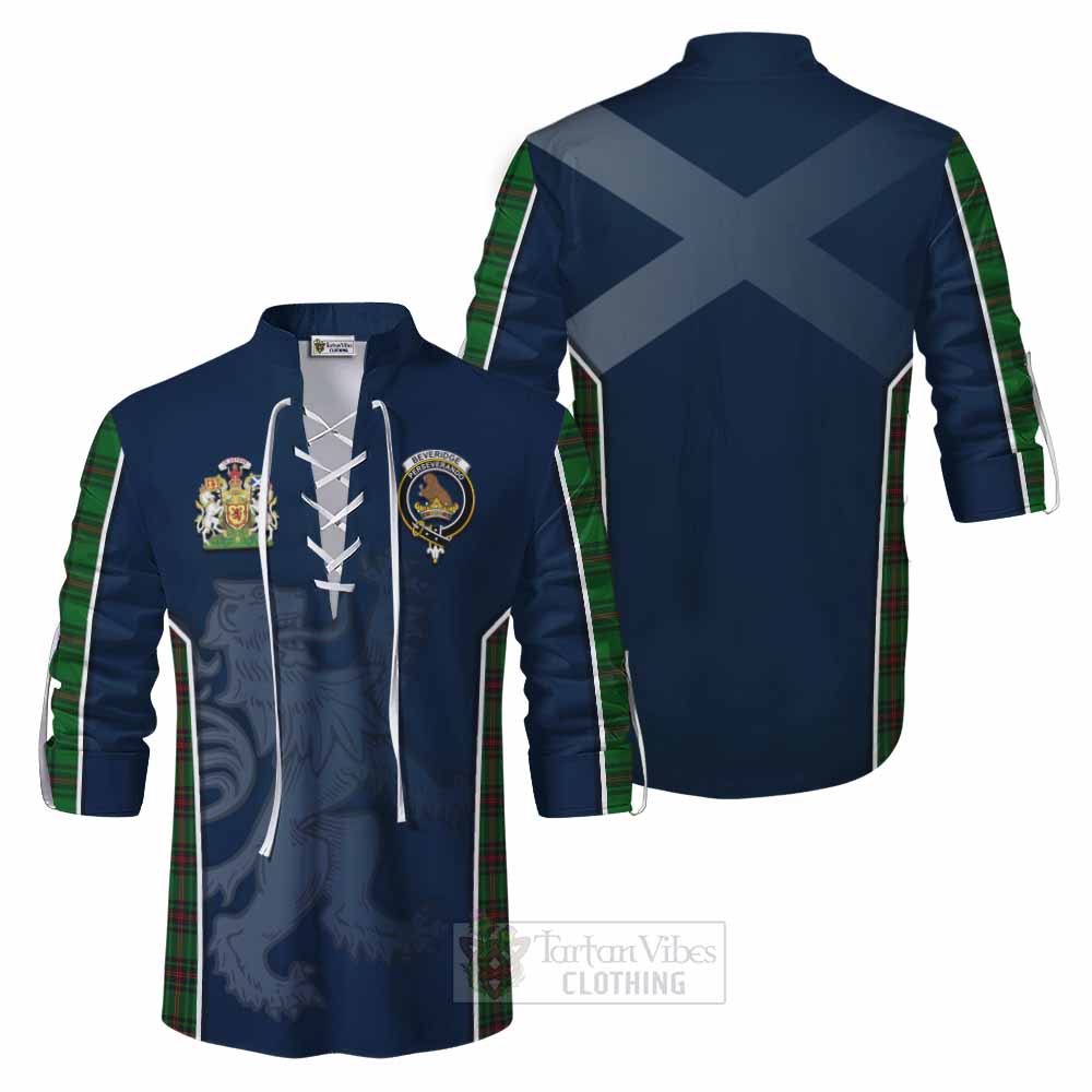 Tartan Vibes Clothing Beveridge Tartan Ghillie Kilt Shirt with Family Crest and Lion Rampant Vibes Sport Style