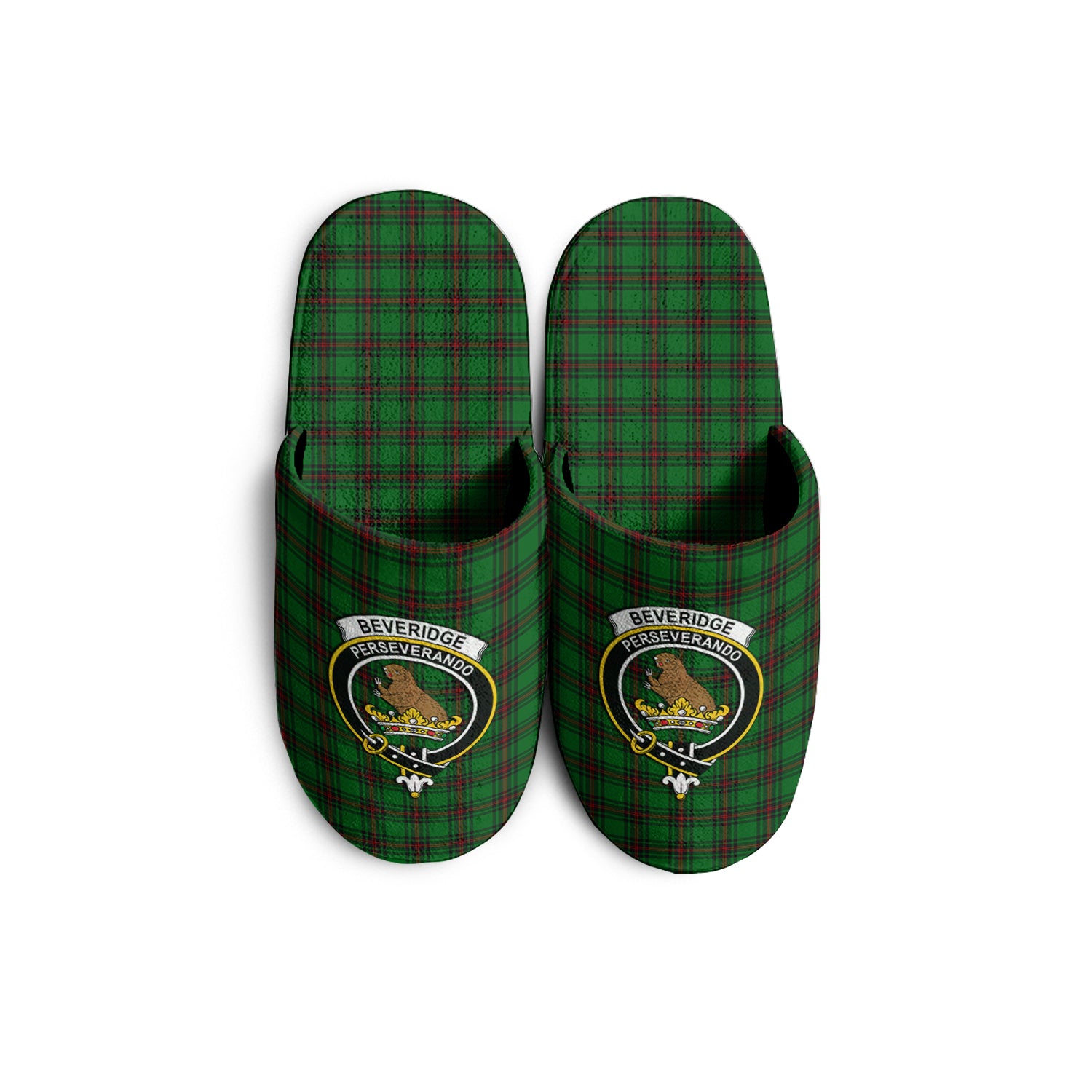 Beveridge Tartan Home Slippers with Family Crest - Tartanvibesclothing