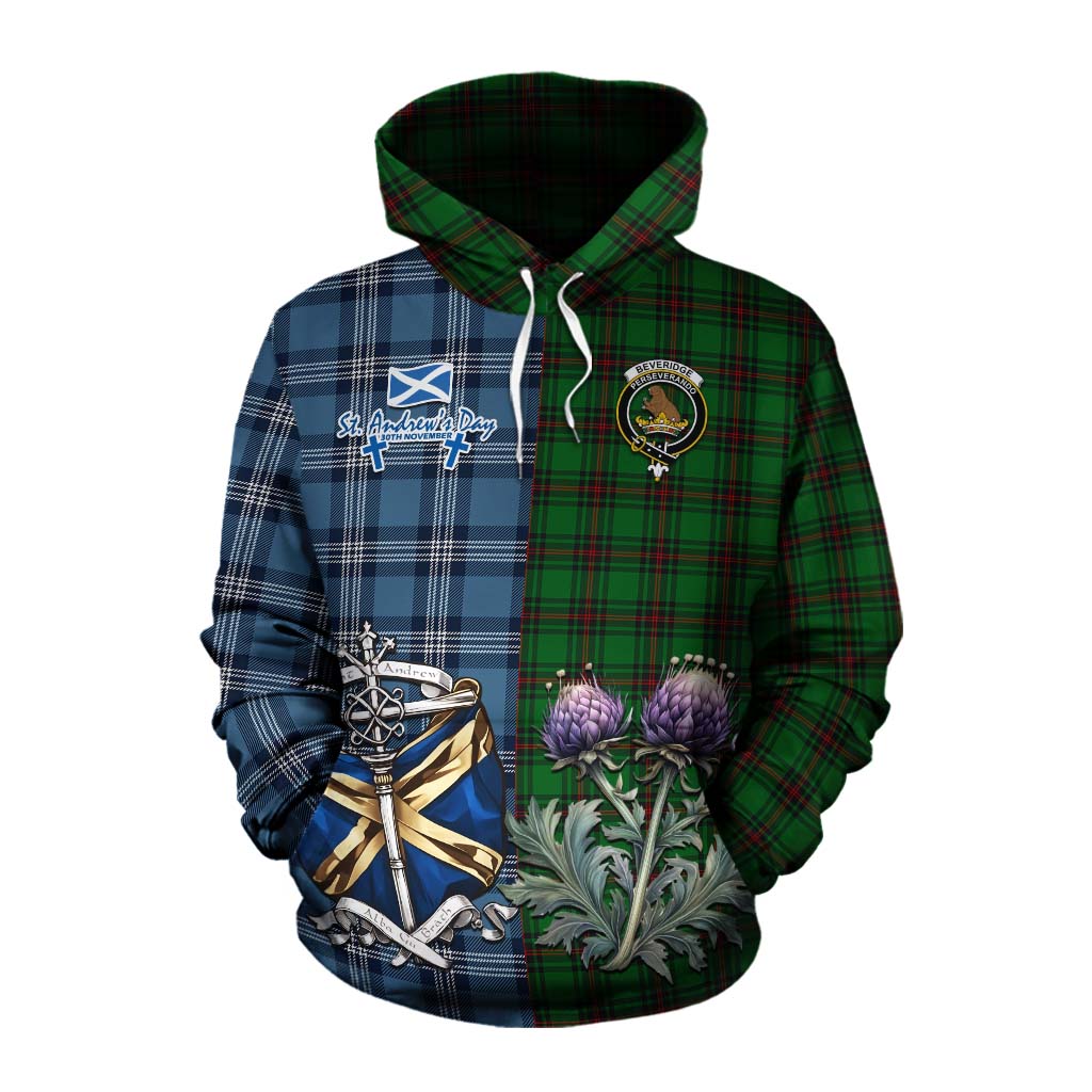 Tartan Vibes Clothing Beveridge Tartan Cotton Hoodie Happy St. Andrew's Day Half Tartan Style