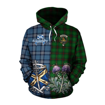 Beveridge Tartan Cotton Hoodie Happy St. Andrew's Day Half Tartan Style