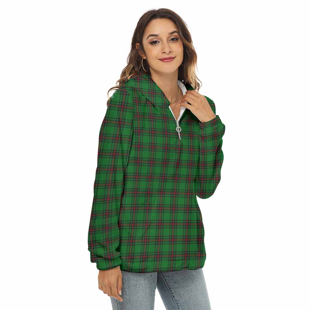 Tartan Vibes Clothing Beveridge Tartan Women's Borg  Half Zip Fleece Hoodie