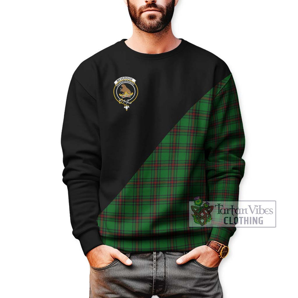 Beveridge Tartan Sweatshirt with Family Crest and Military Logo Style Unisex - Tartanvibesclothing Shop