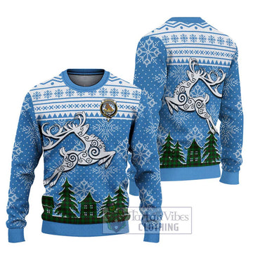 Beveridge Clan Christmas Ugly Sweater with Tartan and Celtic Reindeer Style