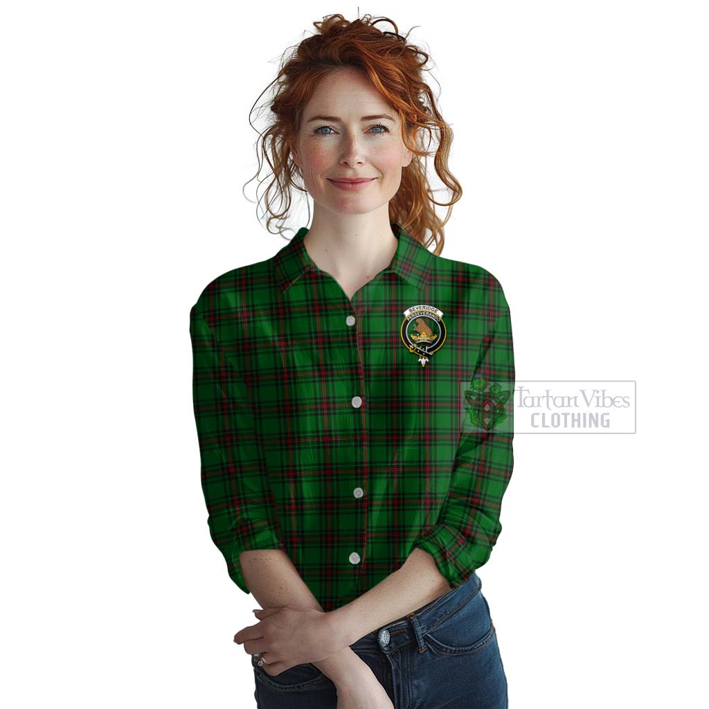 Tartan Vibes Clothing Beveridge Tartan Women's Casual Shirt with Family Crest Celtic Skull Style