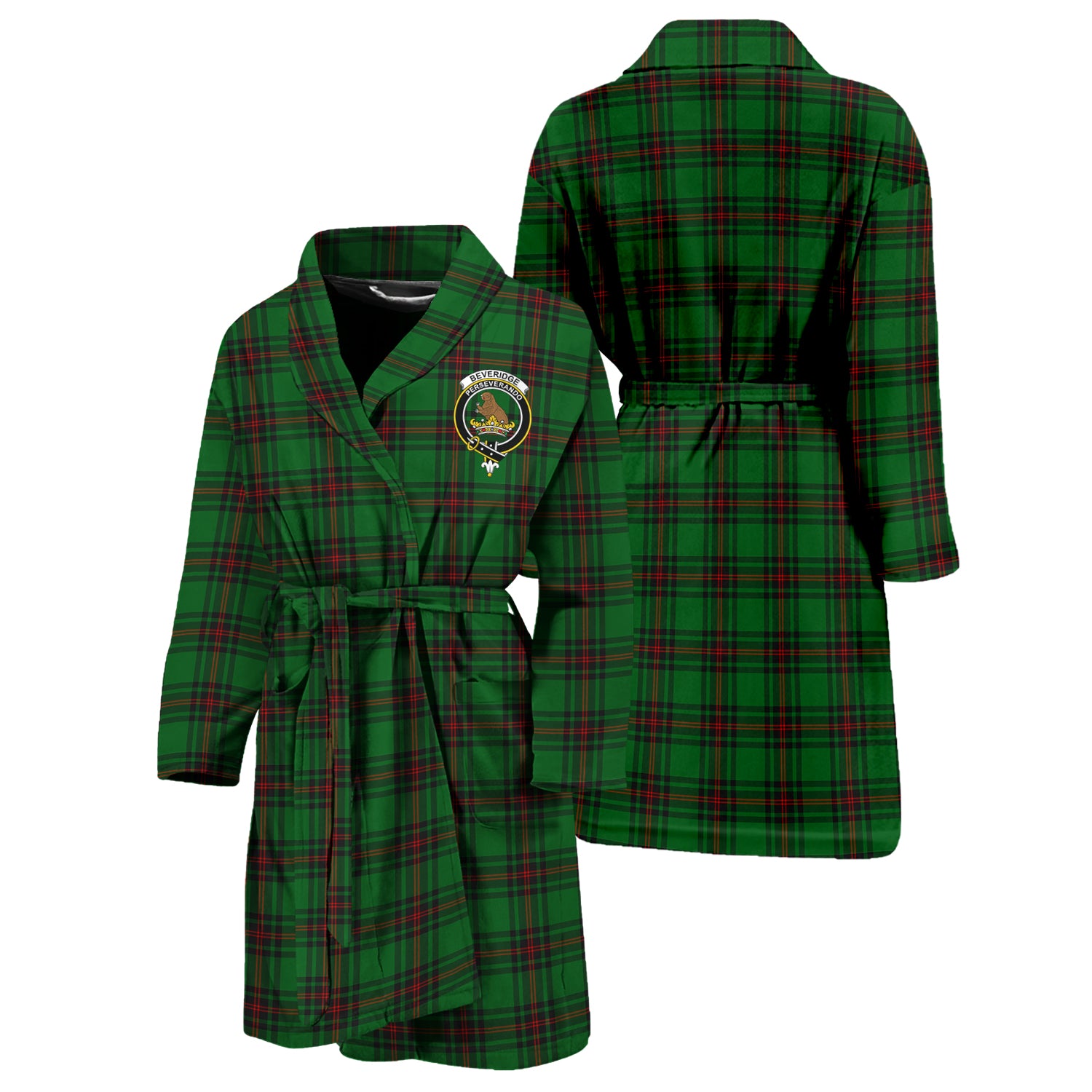 Beveridge Tartan Bathrobe with Family Crest Unisex S - Tartan Vibes Clothing