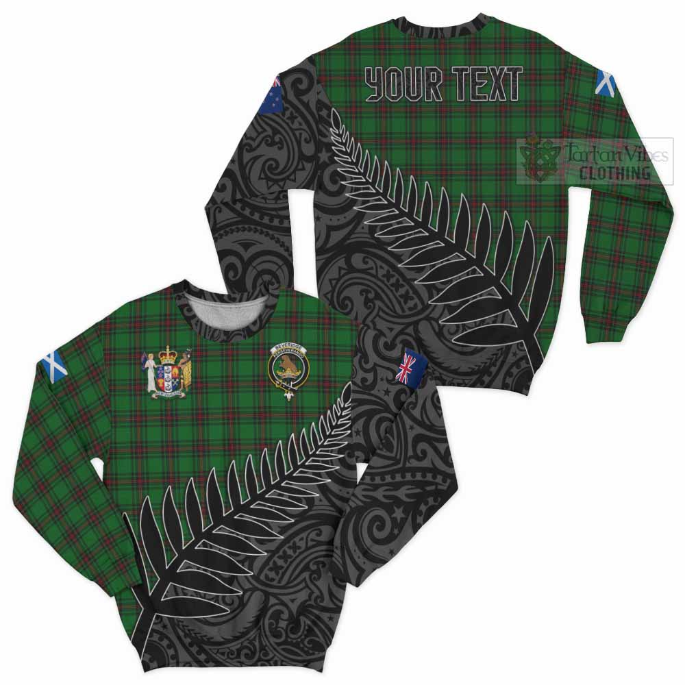 Tartan Vibes Clothing Beveridge Crest Tartan Sweatshirt with New Zealand Silver Fern Half Style