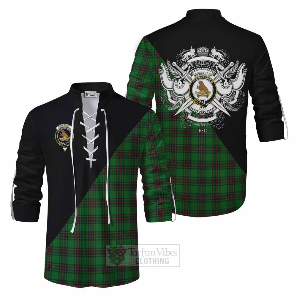 Tartan Vibes Clothing Beveridge Tartan Ghillie Kilt Shirt with Family Crest and Military Logo Style