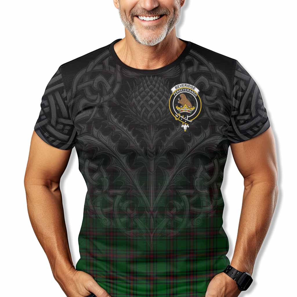 Tartan Vibes Clothing Beveridge Tartan T-Shirt with Family Crest Celtic Thistle Vibes