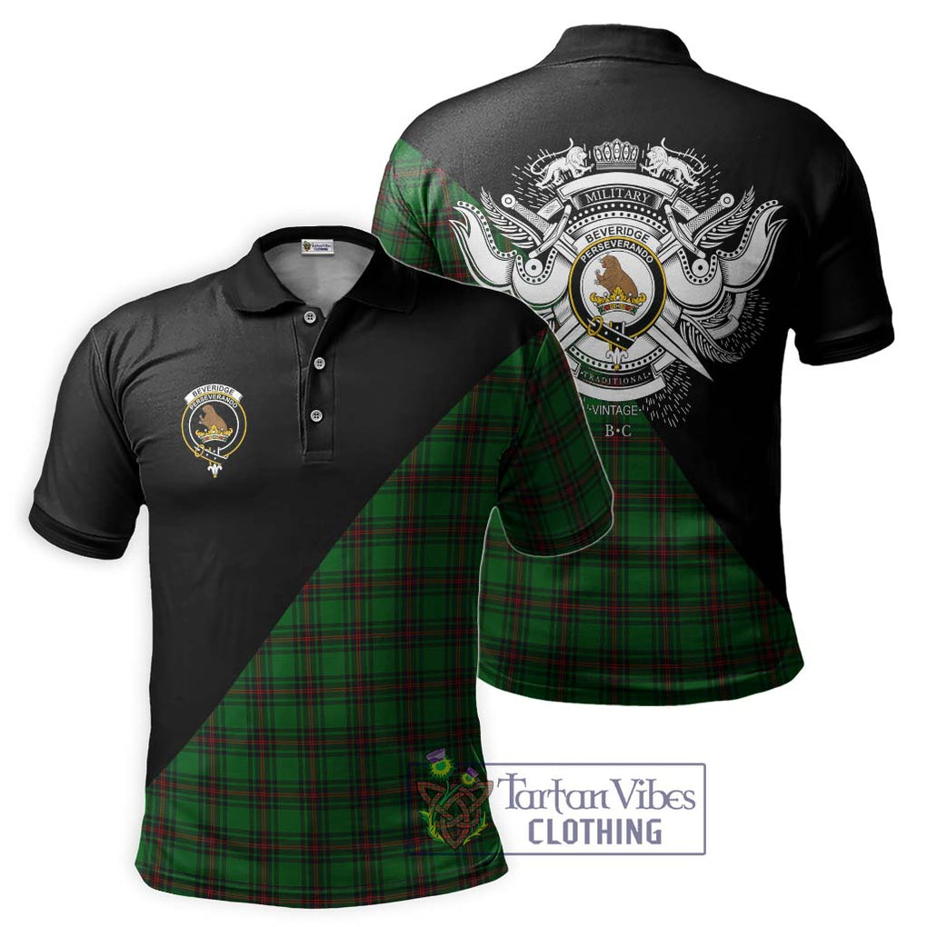 Beveridge Tartan Polo Shirt with Family Crest and Military Logo Style Kid - Tartanvibesclothing Shop