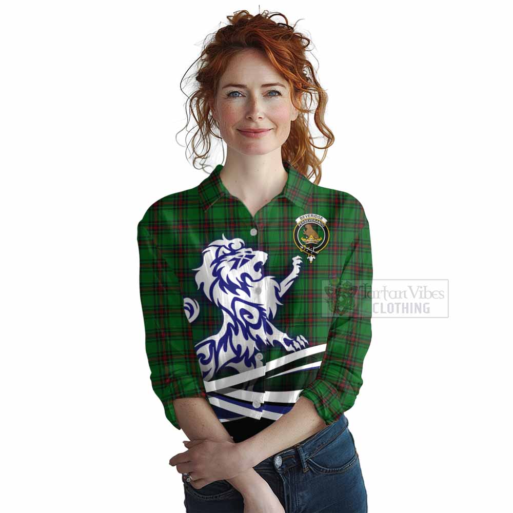 Tartan Vibes Clothing Beveridge Tartan Women's Casual Shirt with Alba Gu Brath Regal Lion Emblem