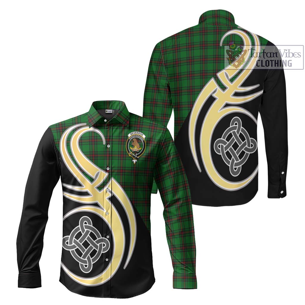 Beveridge Tartan Long Sleeve Button Shirt with Family Crest and Celtic Symbol Style Men's Shirt S - Tartan Vibes Clothing