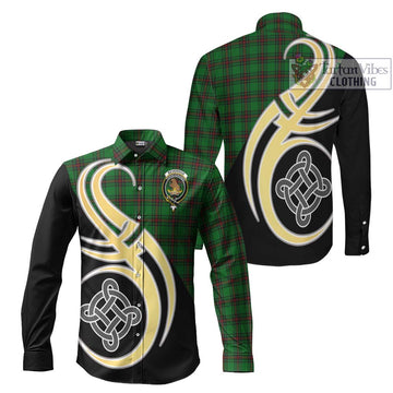 Beveridge Tartan Long Sleeve Button Shirt with Family Crest and Celtic Symbol Style