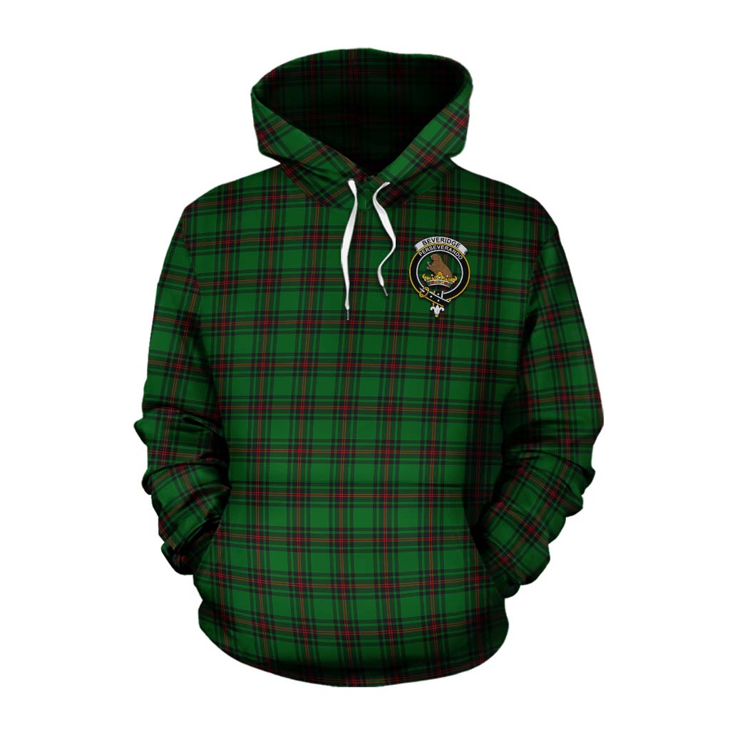 Tartan Vibes Clothing Beveridge Tartan Cotton Hoodie with Family Crest Celtic Skull Style