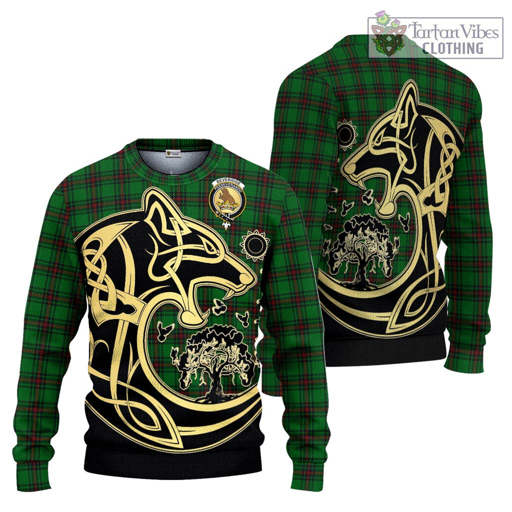 Beveridge Tartan Knitted Sweater with Family Crest Celtic Wolf Style Unisex - Tartan Vibes Clothing