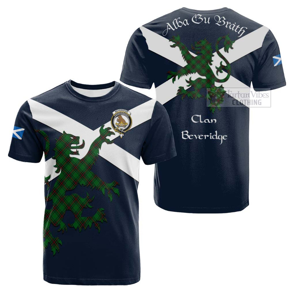 Tartan Vibes Clothing Beveridge Tartan Lion Rampant Cotton T-shirt – Proudly Display Your Heritage with Alba Gu Brath and Clan Name