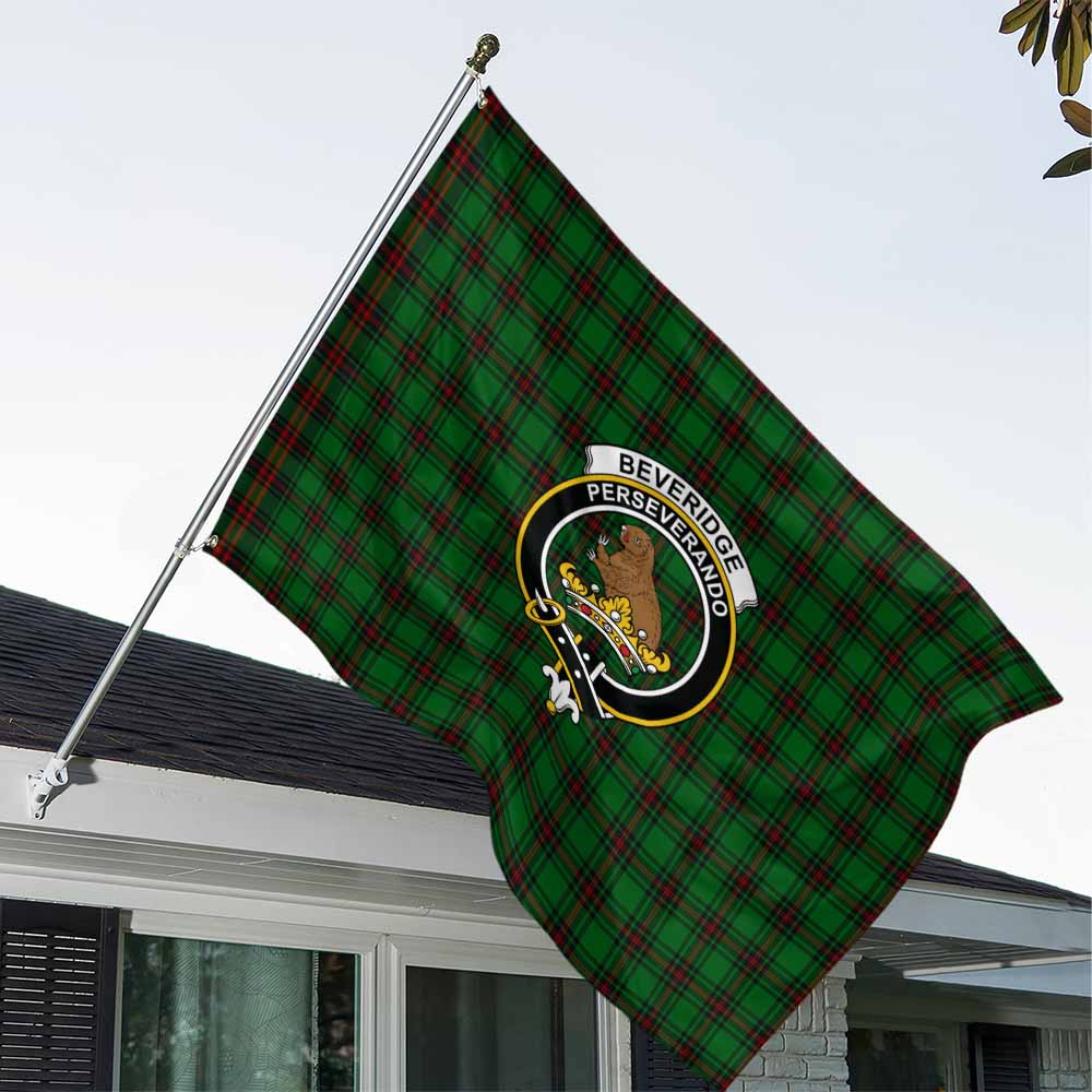 Tartan Vibes Clothing Beveridge Tartan House Flag with Family Crest