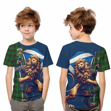 Beveridge Tartan Family Crest Kid T-Shirt with Scottish Majestic Lion