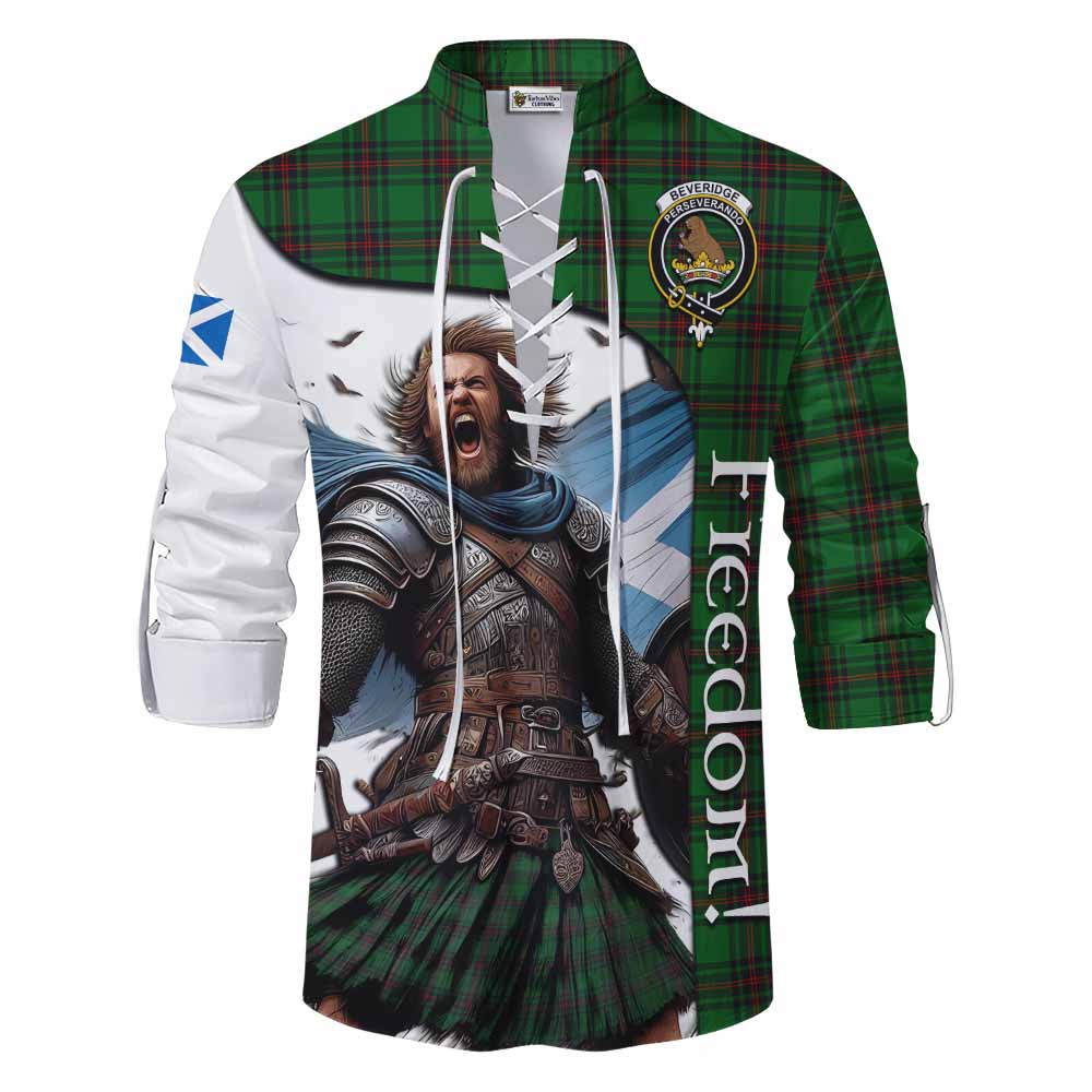 Tartan Vibes Clothing Beveridge Crest Tartan Ghillie Kilt Shirt Inspired by the Freedom of Scottish Warrior