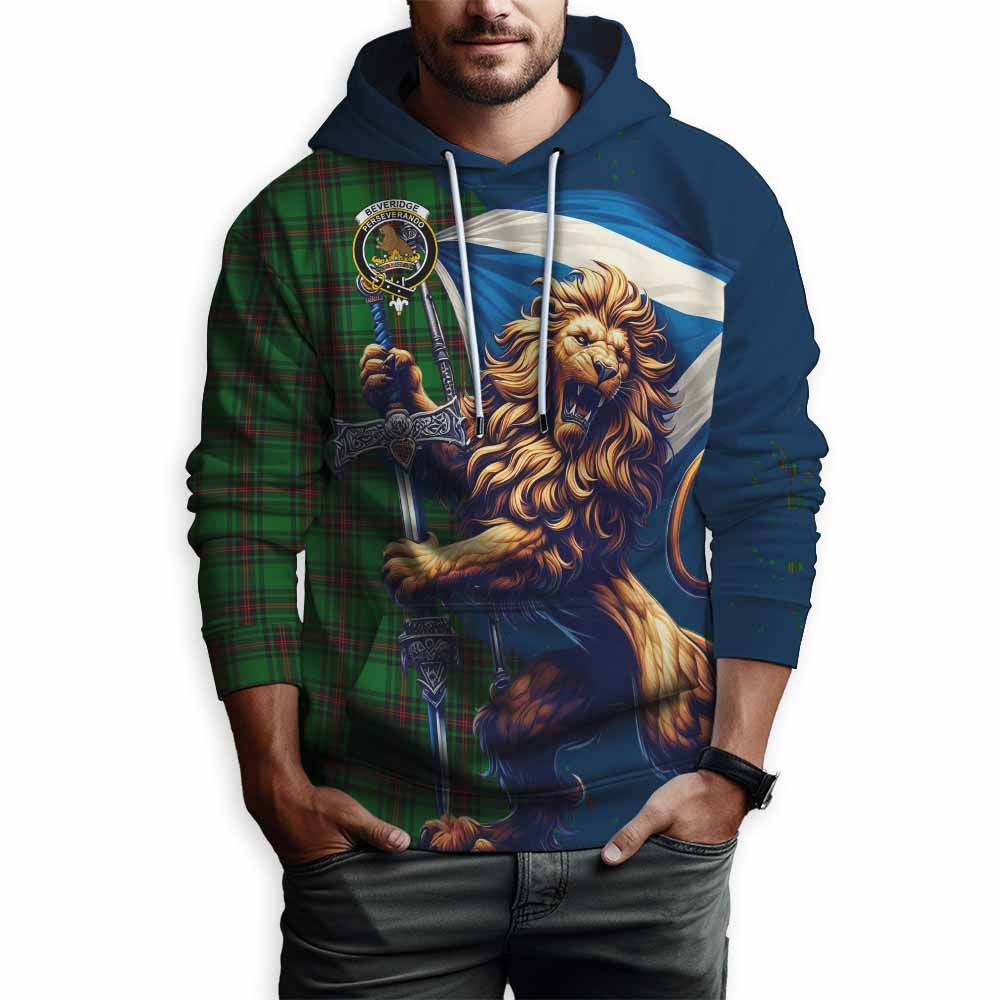 Beveridge Tartan Family Crest Hoodie with Scottish Majestic Lion