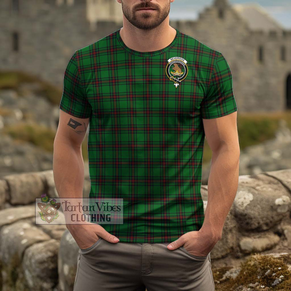 Beveridge Tartan Cotton T-Shirt with Family Crest Men's Shirt - Tartanvibesclothing Shop