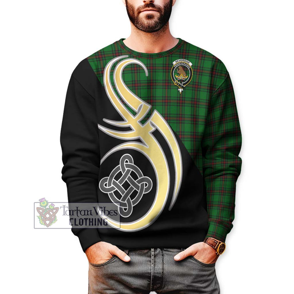 Beveridge Tartan Sweatshirt with Family Crest and Celtic Symbol Style Unisex - Tartan Vibes Clothing