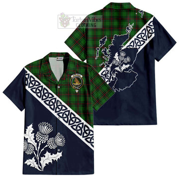 Beveridge Tartan Short Sleeve Button Shirt Featuring Thistle and Scotland Map