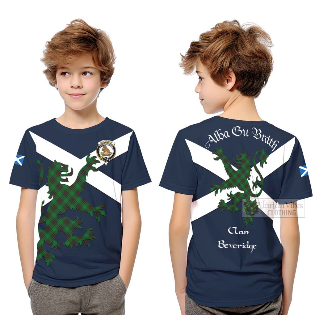 Tartan Vibes Clothing Beveridge Tartan Lion Rampant Kid T-Shirt – Proudly Display Your Heritage with Alba Gu Brath and Clan Name