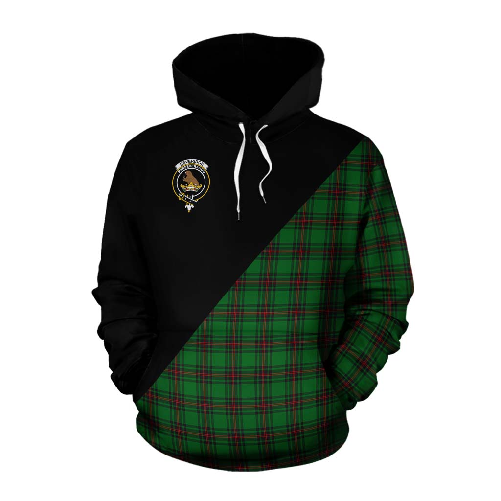 Tartan Vibes Clothing Beveridge Tartan Cotton Hoodie with Family Crest and Military Logo Style