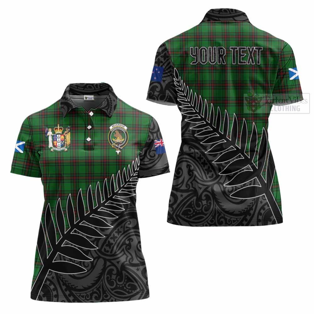 Tartan Vibes Clothing Beveridge Crest Tartan Women's Polo Shirt with New Zealand Silver Fern Half Style