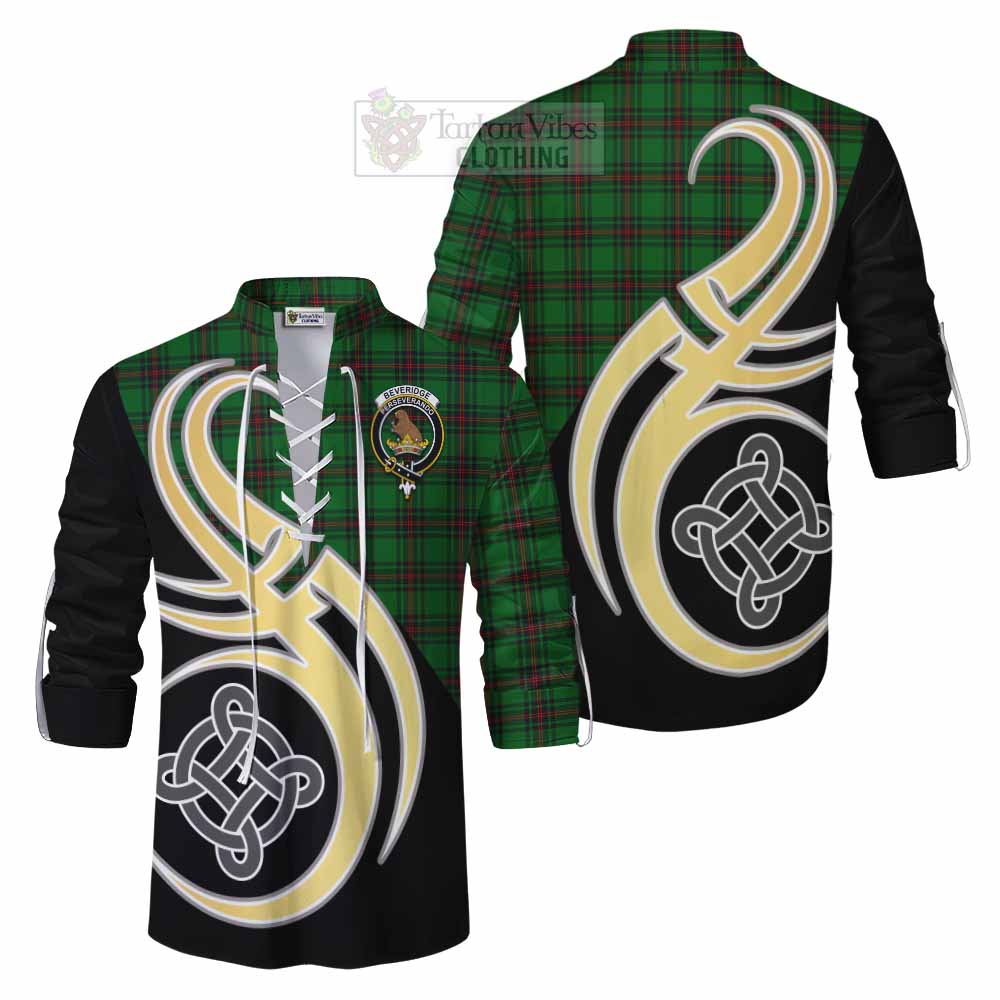 Tartan Vibes Clothing Beveridge Tartan Ghillie Kilt Shirt with Family Crest and Celtic Symbol Style