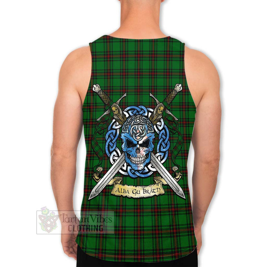 Tartan Vibes Clothing Beveridge Tartan Men's Tank Top with Family Crest Celtic Skull Style