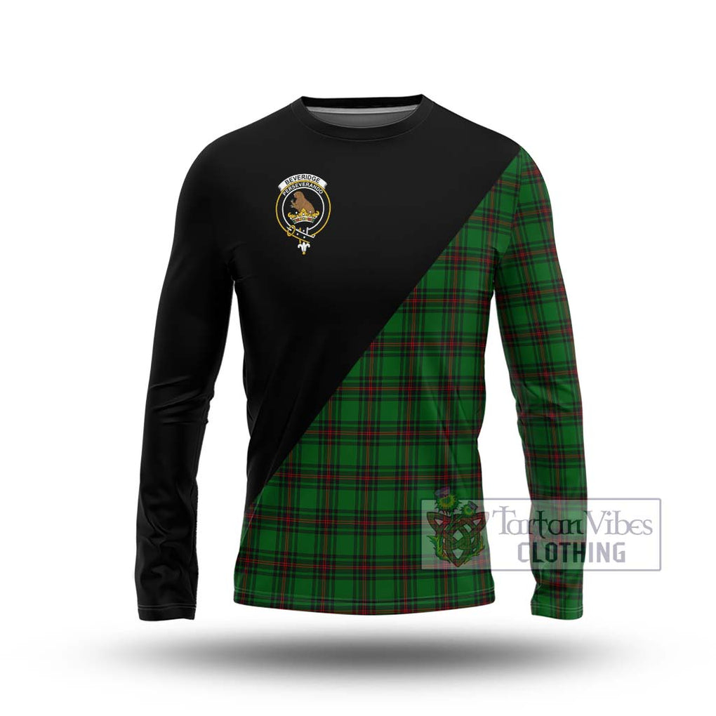 Beveridge Tartan Long Sleeve T-Shirt with Family Crest and Military Logo Style Unisex - Tartanvibesclothing Shop