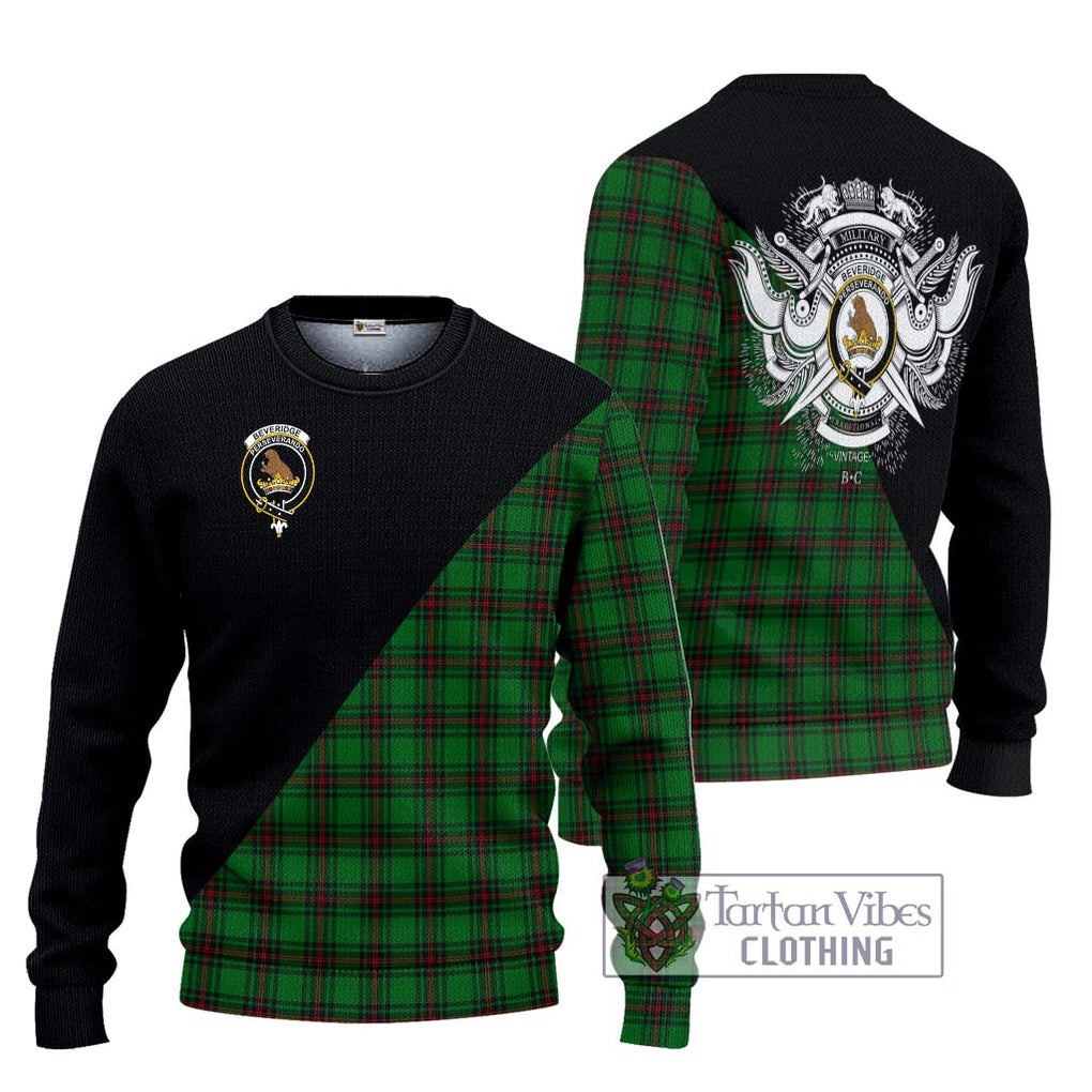 Beveridge Tartan Knitted Sweater with Family Crest and Military Logo Style Unisex - Tartanvibesclothing Shop