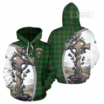 Beveridge Tartan Hoodie with Family Crest and St. Andrew's Cross Accented by Thistle Vines