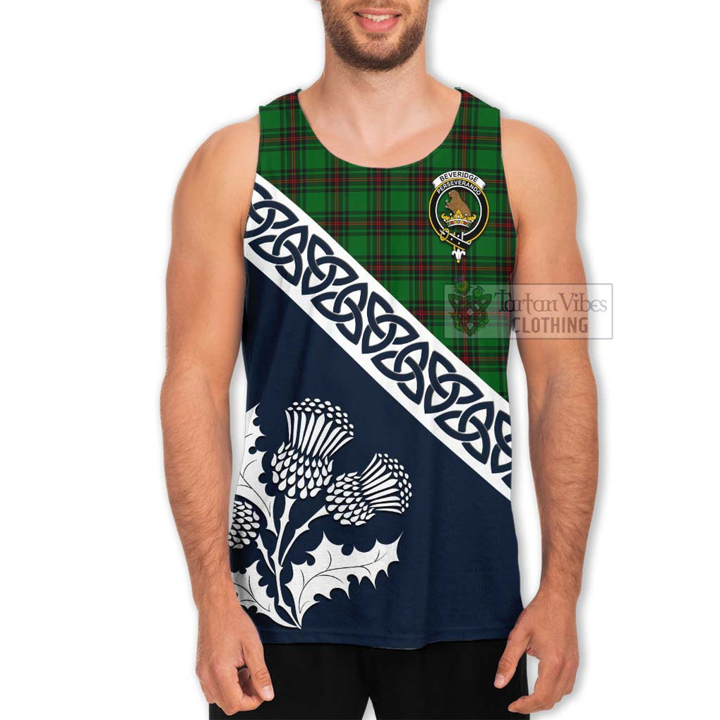 Tartan Vibes Clothing Beveridge Tartan Men's Tank Top Featuring Thistle and Scotland Map