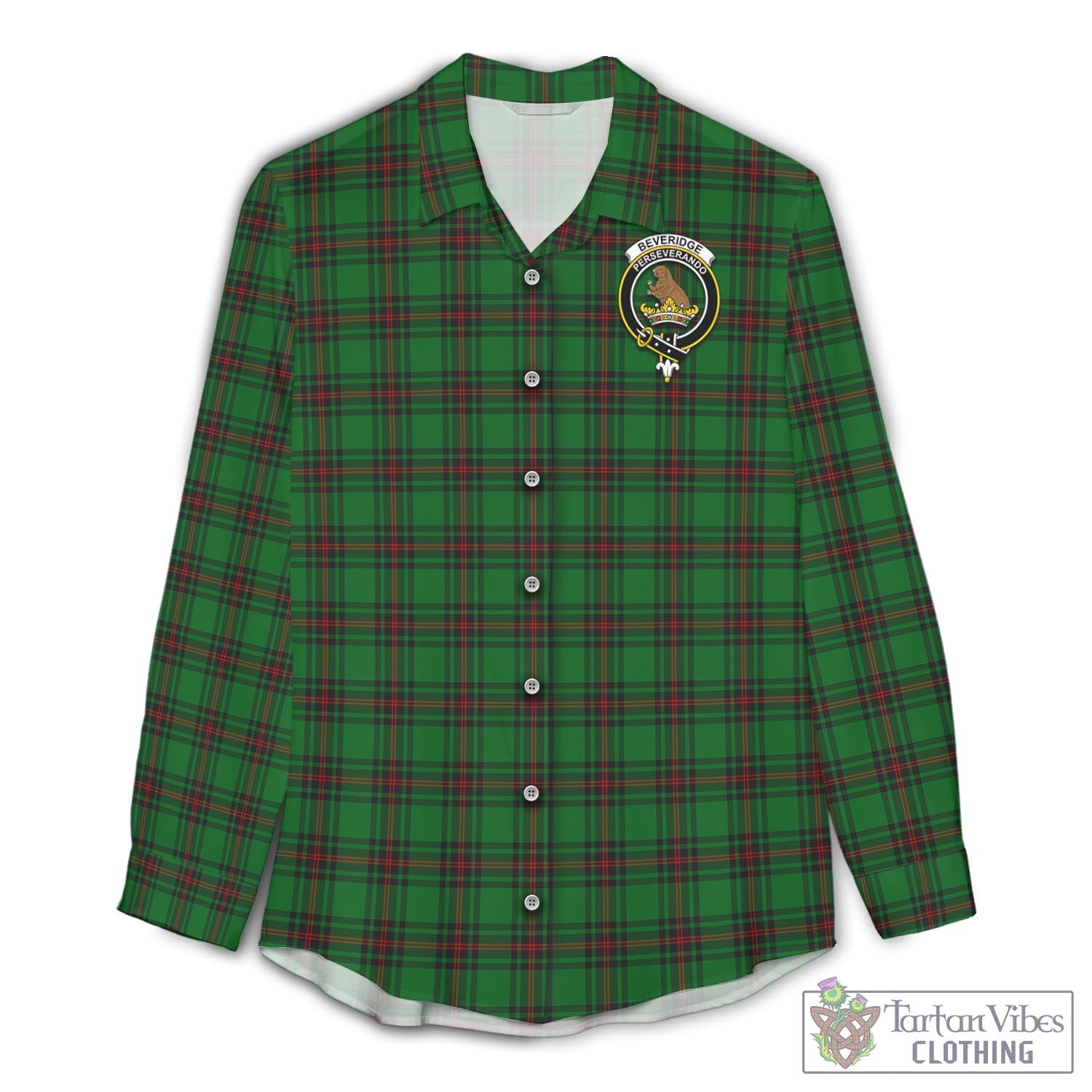 Tartan Vibes Clothing Beveridge Tartan Womens Casual Shirt with Family Crest