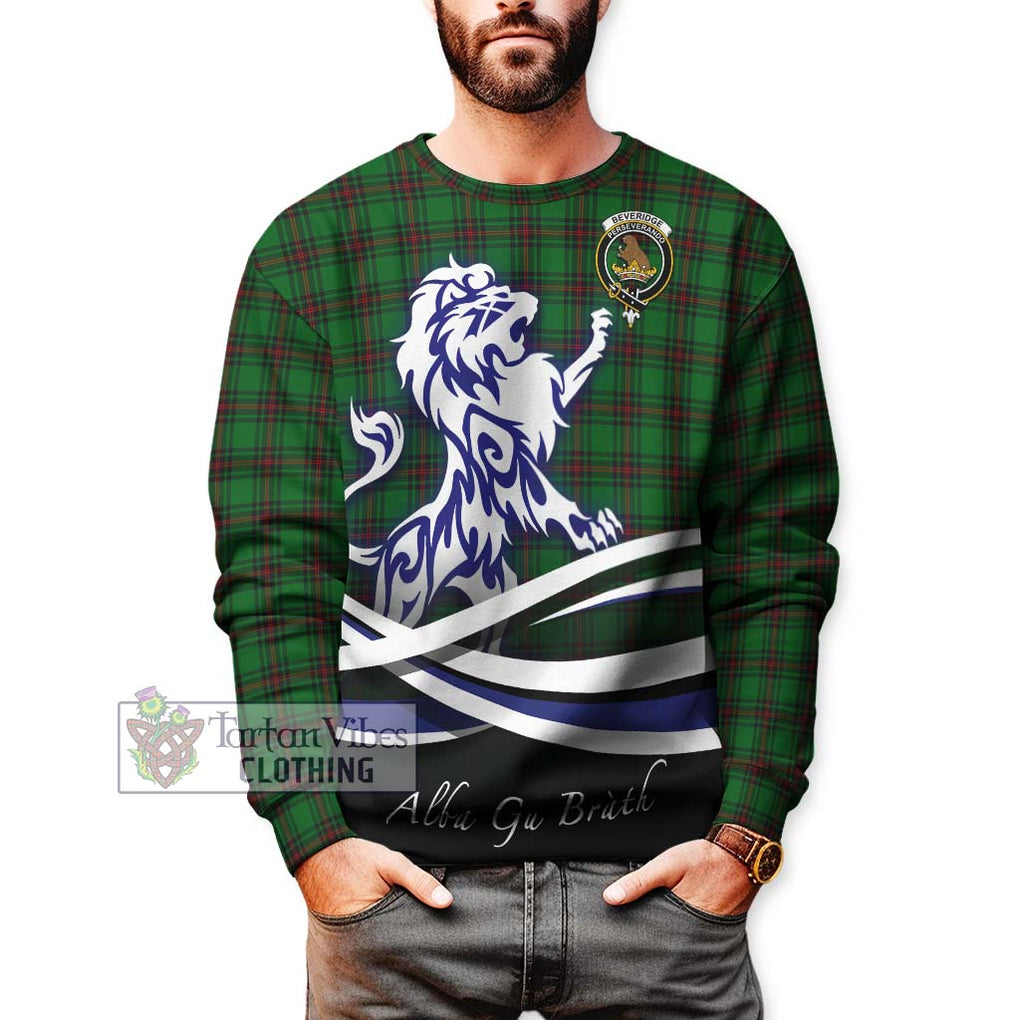 Beveridge Tartan Sweatshirt with Alba Gu Brath Regal Lion Emblem Unisex - Tartanvibesclothing Shop