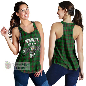 Beveridge Tartan Women's Racerback Tanks with Family Crest DNA In Me Style