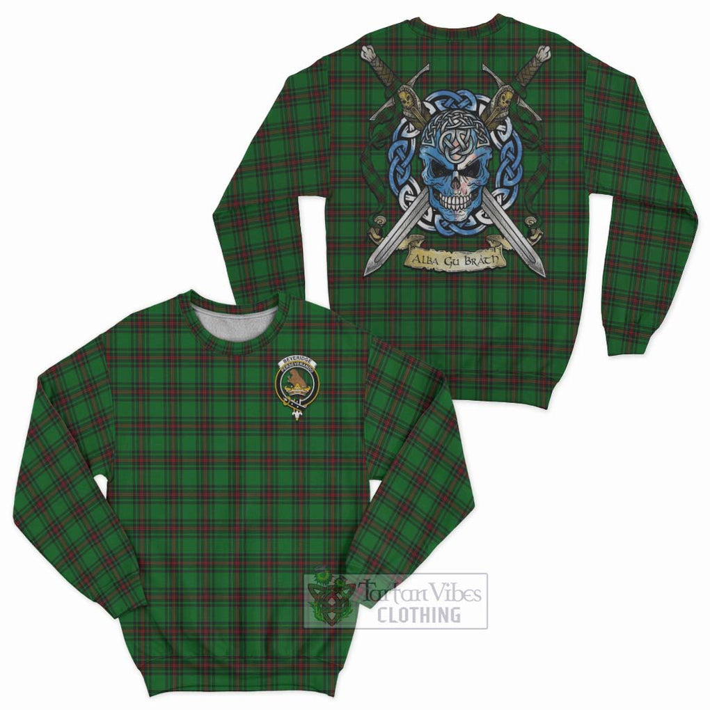 Tartan Vibes Clothing Beveridge Tartan Sweatshirt with Family Crest Celtic Skull Style